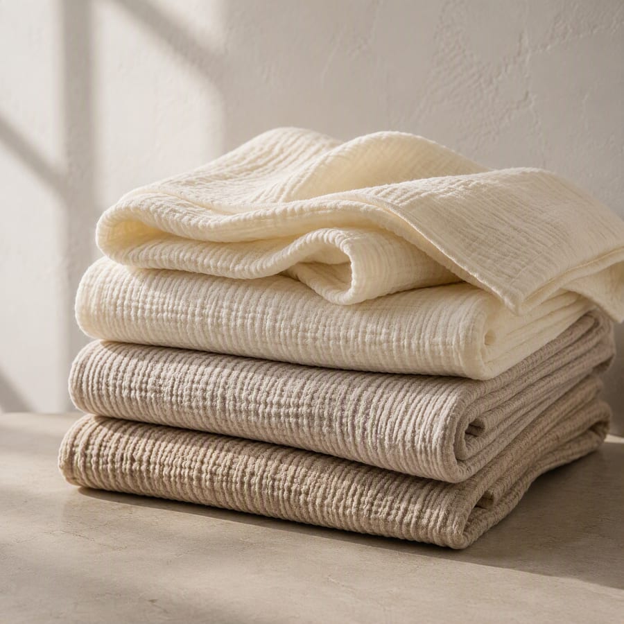 Small muslin cloths, stacked